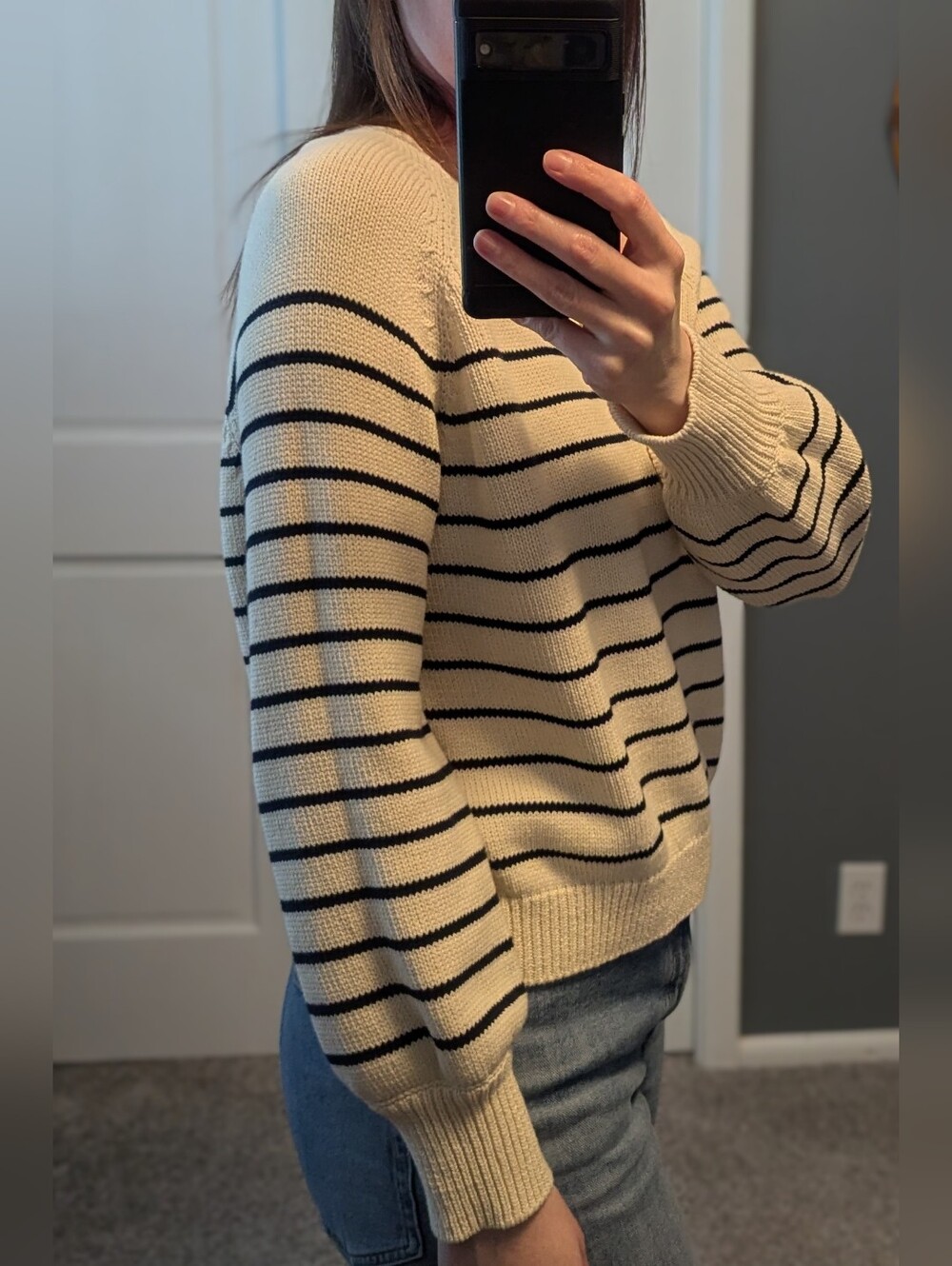 Sezane Ecru and Navy Leontine Jumper - Picture 6 of 7